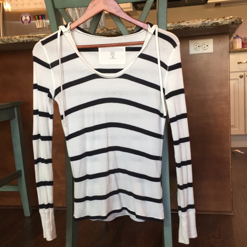 Gap Small long sleeve white w/ black stripe shirt